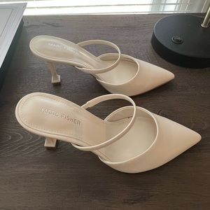 NEW Marc Fisher Hadais Heeled Mule in White/Cream/Ivory, Size 7